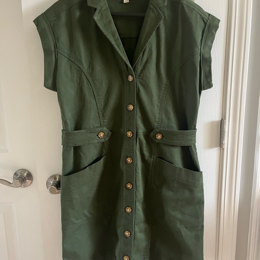 LOFT Olive Green Shirt Dress